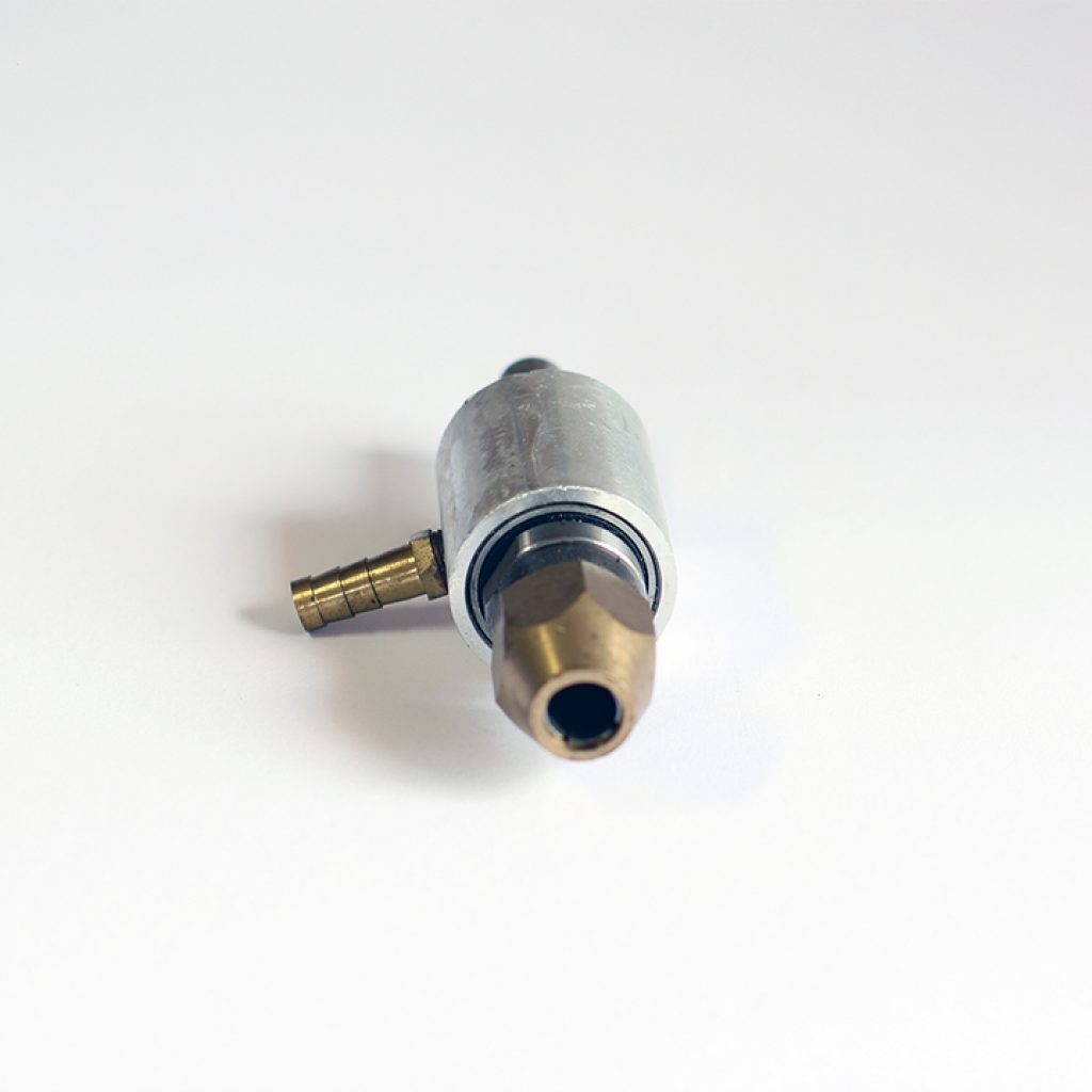 Acessório para broca de vidro com entrada para mangueira de água.